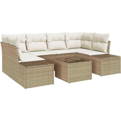 Maison Exclusive - Gartensofa-set mit Kissen 8 pcs Beige und Crem