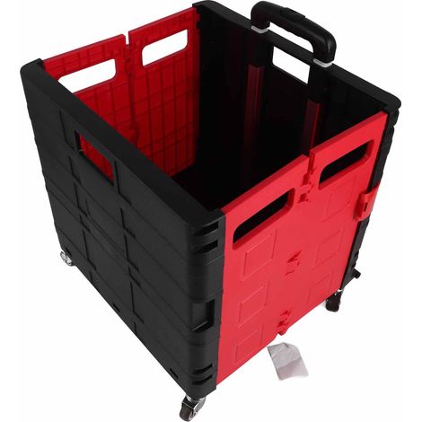 Chariot utilitaire pliable à 4 roues universelles avec frein silencieux, chariot à main pliable et caisse de rangement roulante avec couvercle, roues noires de grande taille (1/5)