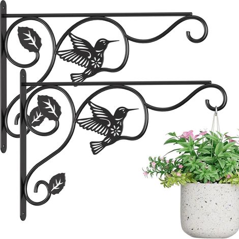 Lot de 2 Supports Mural pour Suspension Plante, Crochet Muraux Métal pour Plantes Fleurs Lanternes Carillon, Crochets de Jardin pour Intérieur (1/4)