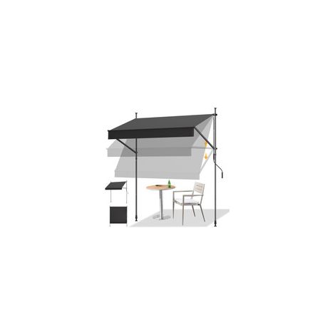 HOMEDEMO Store Balcon avec poignée réglable, Résistant aux UV, Auvent Manuel Rétractable, Store Banne Hauteur et Inclinaison Réglable, pour Jardin, Patio, Anthracite, 200x125cm (1/5)