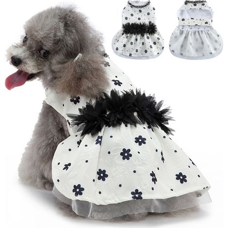 1 robe pour chien et chat, blanc cassé, polyester, pour mariage Noël fête, tailles S à XL (1/5)