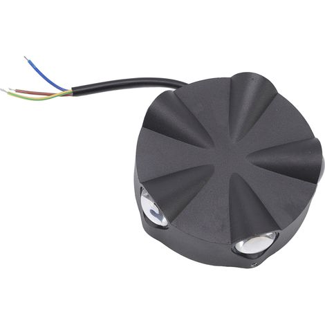 Applique murale LED ronde simple en aluminium noir étanche pour extérieur, 5 W, 5 LED, éclairage sur cinq faces, AC85-265V (1/5)