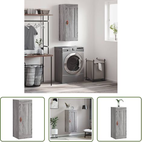 The Living Store Armoire murale sonoma gris 34,5x34x90 cm bois d'ingénierie - Armoire Murale - Meuble Rangement - Étagère Murale - Placard Mural - Dressing Mural (1/5)