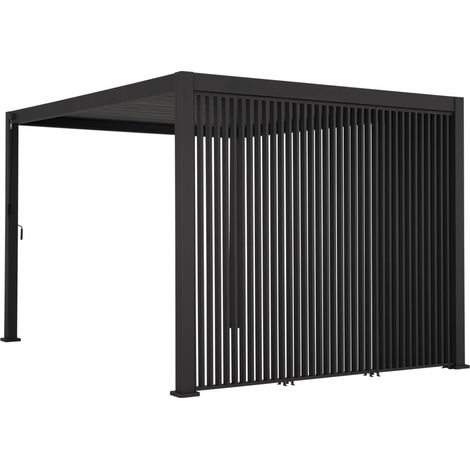 Louvered pergola aluminium 4 x 3m + 3 100cm vertical louver panels anthracite - Triomphe