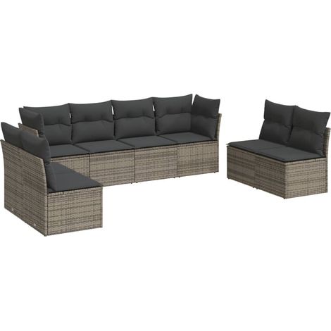 Maison Exclusive - 8-tlg. Garten-Sofagarnitur mit Kissen Grau Pol