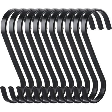 10pcs Crochets Plats en S de Suspension en Acier Inoxydable Crochet de Cuisine Robuste,Multifonctions Crochets pour de Cuisine ou à Viande Boucher Vêtements Plantes Outils de Jardinage,Noi