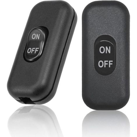 Lot de 2 interrupteurs de chevet noirs, bipolaires 6 A 250 V, mini-interrupteurs à bascule pour petits appareils, lampes de chevet et lampes de table (noir) (1/4)