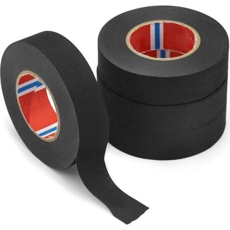 4 Pièces Scotch Tissu de Voiture, Ruban Chiffon de Voiture, Ruban Adhésif Isolant électrique Imperméable Haute Température pour Harnais de Cablage Voiture Moto, 19 mm x 20 M