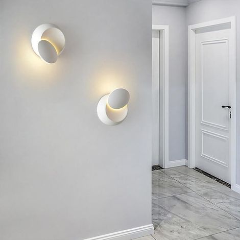 2PCS Applique Murale Moderne d'intérieur LED 5W 3000K Blanc Chaud, orientable, en métal, pour Salon, Chambre, Couloir, escalier, Blanc (1/5)