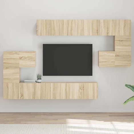 Set de muebles salón TV 10 pzas madera ingeniería roble