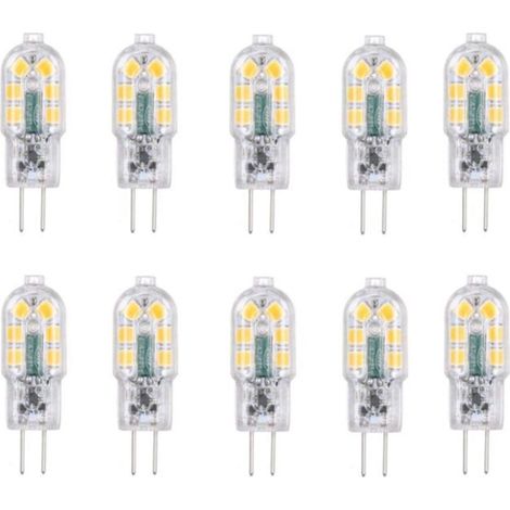 RHG Promotion Ampoule LED G4 2W, 20W Ampoules Halogènes équivalentes, Blanc froid 6000k,200Lm,12x SMD,12V AC/DC-Pack de 10
