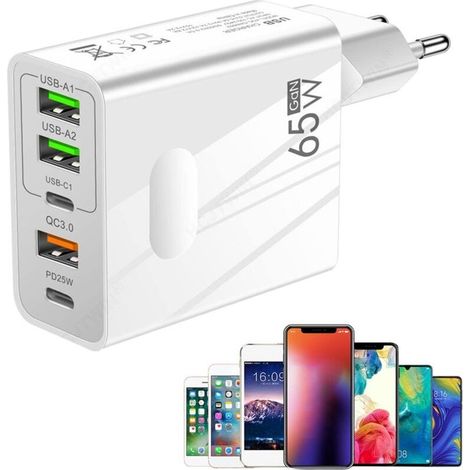 Chargeur 65W Charge Prise Chargeur RapiUSB C, Adaptateur d'alimentation pour Ordinateur Portable Station Charge Rapipour commutateur, écouteur (1/5)