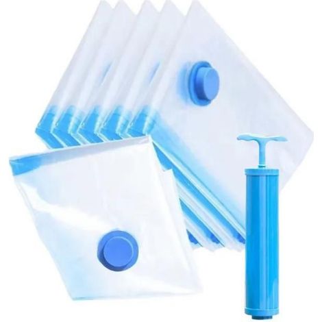 Sac de compression sous vide, un sac de 6 sacs de vêtements sous vide de voyage réutilisables (1/4)