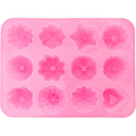 Molde de silicona de 12 compartimentos para fondant, pastel de pudín de chocolate y repostería casera.