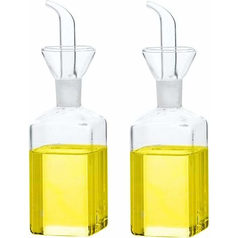 DEESSE SHOP - Bouteille d'huile en verre Distributeur d'huile d'olive Bouteille en verre Distributeur de mesure de vinaigre d'huile de cuisson avec bec verseur pour cuisine et barbecue (250 ml/8,54 oz (1/5)