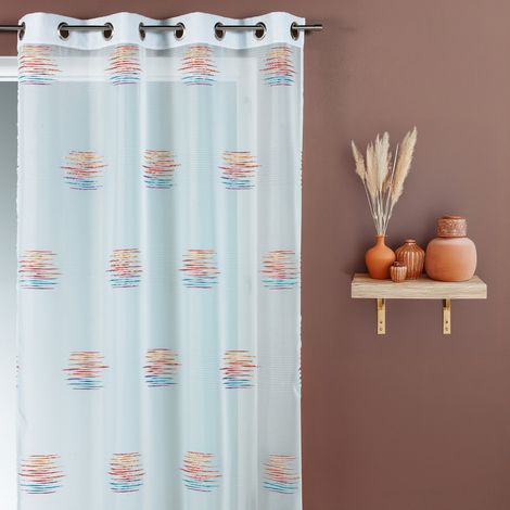 Voilage en jacquard à imprimés fantaisie Orange 140x240 cm