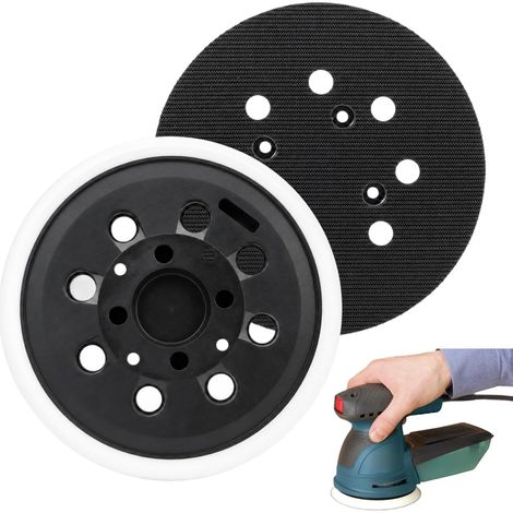 2 Pieces Sanding Pad 125mm with Self Adhesive Hook 8 Holes Sander Tray Medium Hardness for PEX 300/400 AE and Advanced Orbit 18 Models (White) (1/5)