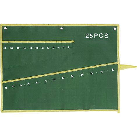 1 Sac de rangement enroulable, 25 poches, Toile résistante, Pour clés et outils à main, Atelier et chantier (1/5)