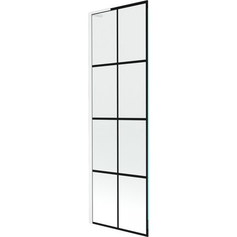 Mexen Next L mampara de ba帽era de 1 hoja 60 x 150 cm, rejilla negra, blanco - 895-060-000-03-77-20 (1/5)