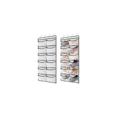 Juego de 2 organizadores de zapatos para colgar en la puerta (blancos), 24 compartimentos extragrandes. - Crezuo