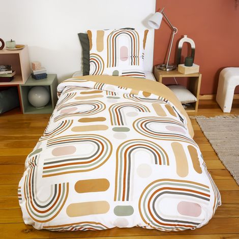 Parure de lit microfibre réversible orange - Tess 140 x 200 cm (1/3)
