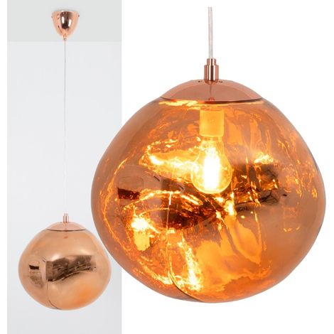 Plafonnier en verre métallisé rose  E27 Ø36 cm