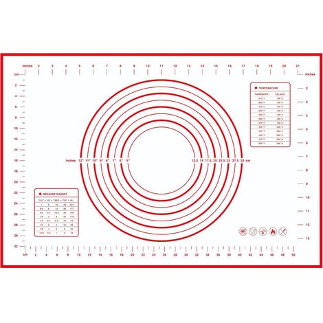 Sollbry Tapis de Cuisson Patisserie en Silicone Anti-adhésif Réutilisable Baking Mat Fondant Pâte, avec Mesure, 60 x 40 cm (Rouge) (1/5)