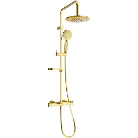 Mexen KX40 set doccia esterno con soffione e miscelatore termostatico, dorato - 771504091-50 (1/2)