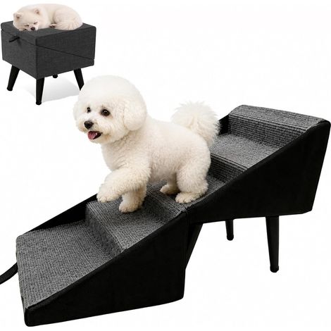 Dog Stairs, 2 in 1 Folding Dog Ramp with Suction Cups Non-Slip Ottoman Foldable for Dogs and Cats Pet Stairs (1/5)