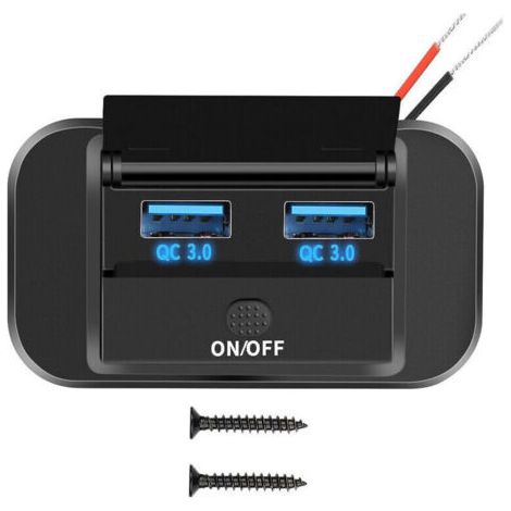 12V Prise Chargeur USB de Voiture 36W Double QC3.0 USB avec Interrupteur Étanche pour 12V/ 24V Voitures Bateaux (1/4)