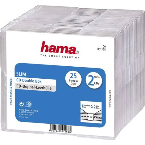 Etui à CD Hama 00051168 2 CDs/DVDs/Blu-rays Polystyrène transparent (l x H x P) 12.5 x 14.2 x 0.52 cm 25 pc(s) (1/2)