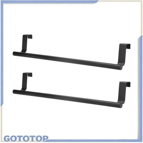 Porte-Serviettes - Acier Inoxydable 430 - Pour Porte D'armoire Sans Perçage - Noir - 36 Cm - 2 Pièces (1/5)