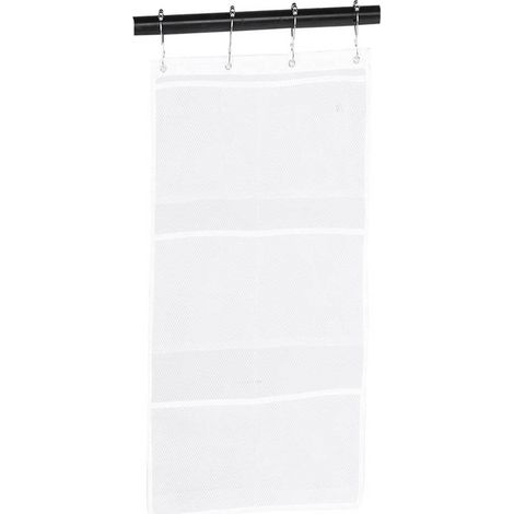 Sac de rangement suspendu en filet pour porte de salle de bain, pochettes en maille avec crochets, organisateur mural (1/5)