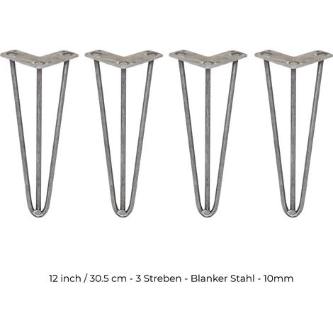 4 x 30.5cm 3 Streben Hairpin Legs Tischbeine Möbelbeine Stuhlbeine 10mm D Rohstahl