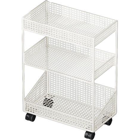 Étagère de rangement cuisine 3 niveaux, chariot roulant en acier blanc avec roulettes, 40 x 20 x 57 cm, meuble compact multifonction (1/5)