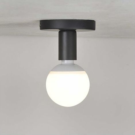 RHG E27 Douille d'Ampoule en Métal E27 Douille de Lampe Support Base pour Lampe Support Douille E27 Murale Plafonnier Lampe de plafond pour Bague Plafond Couloir Chambre Salle À Manger, Noir [Classe é (1/5)