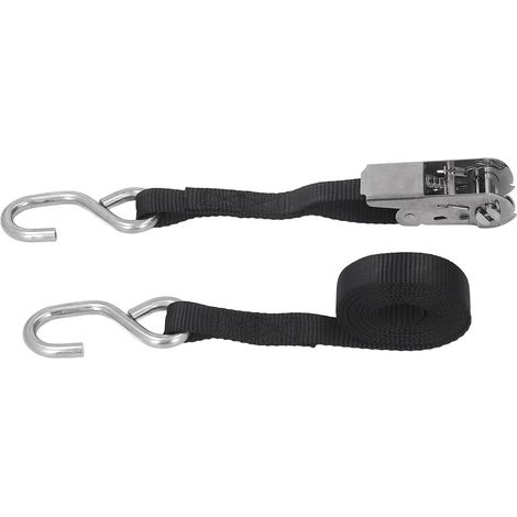 Sangles d'arrimage à cliquet 25 mm (1 po) noires, antirouille, coutures précises, pour moto, remorque, camion, kayak, bateau, 3 m / 9,8 pi (1/5)