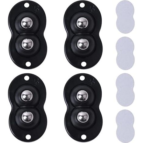 4 mini ruedas giratorias autoadhesivas de 360°, rodillos universales para contenedores/cajas, color negro.