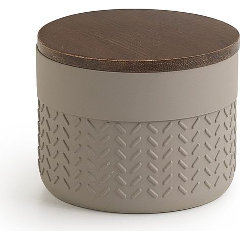 Contenitore Bagno In Resina E Bambù Grigio/Naturale  Tamerice