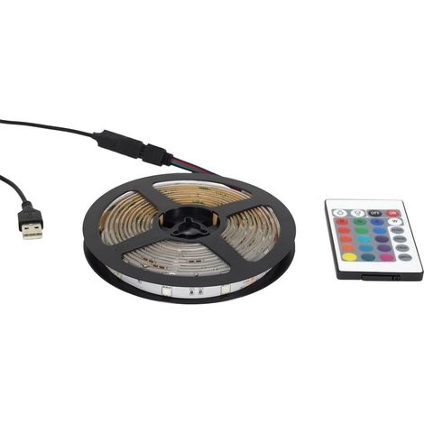 Ruban 30 Leds Multicolore Adhésif 100cm avec Télécommande (1/5)