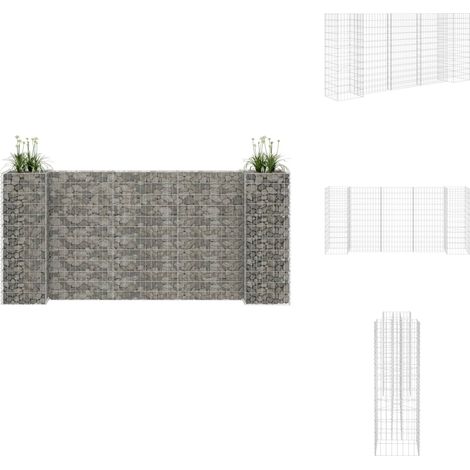 Jardinière à gabion en H Fil d'acier 260x40x120 cm - Jardin - Bordure Jardin - Jardinière Extérieure - Gabion - Décoration Extérieur (1/5)