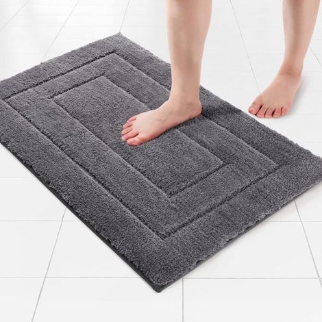 Tappetino da bagno spesso in morbida microfibra, assorbente e antiscivolo, lavabile in lavatrice, confortevole - Crezuo