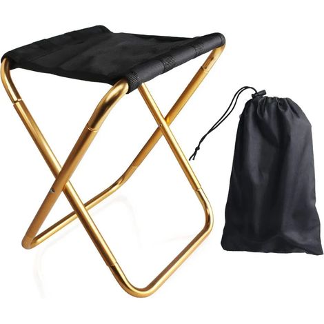Taburete Plegable Portátil Exterior Camping Taburete de Pesca de Aluminio Plegable Ligero Pequeño y Portátil para BBQ Viaje Senderismo Jardín Playa con Bolsa de Almacenamiento (1/4)