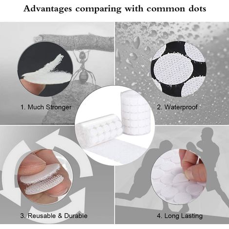25 mm Scratch Autocollant Double Face Rond - Crochet Et Boucle Auto-Adhésifs Pour Salle De Classe - Bureau, Maison - Bricolages Pour Enfant - Blanc (1/5)