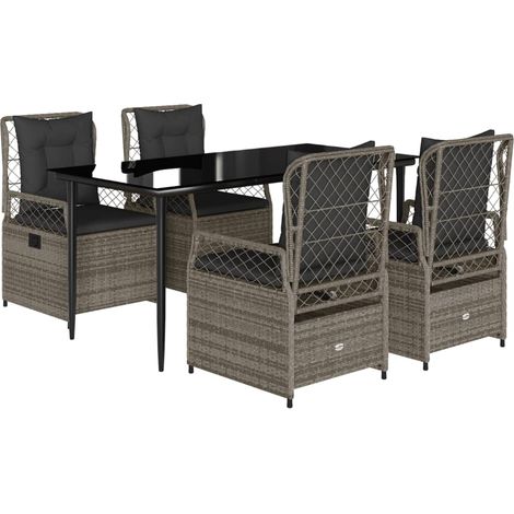 vidaXL Set da Pranzo da Giardino 5 pz con Cuscini in Polyrattan (1/5)