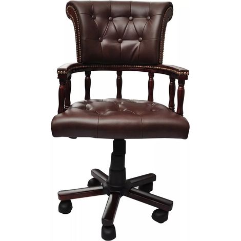 Sedia/poltrona da ufficio in pelle mista marrone 0502056