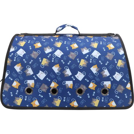 Sac de transport pliable d'extérieur pour petits animaux (chat, chiot, etc.) - 8 compartiments - Bleu foncé (1/5)