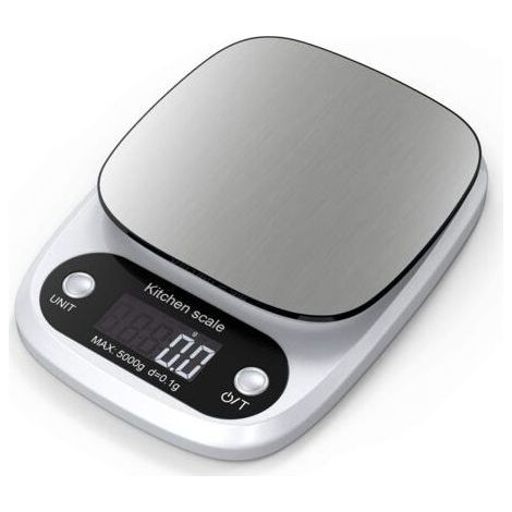 Professional Digital Kitchen Scale with LCD Display and Tare Function Silver (1/3)