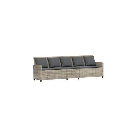 Canapé de jardin et coussins 5 places gris clair résine tressée (1/5)
