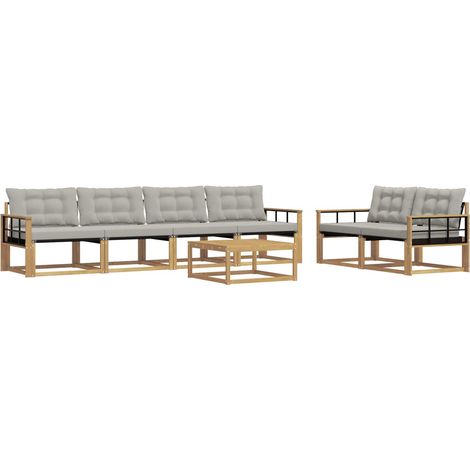 Conjunto de sofás de exterior 7 pcs Blanco y Gris Claro vidaXL (1/5)